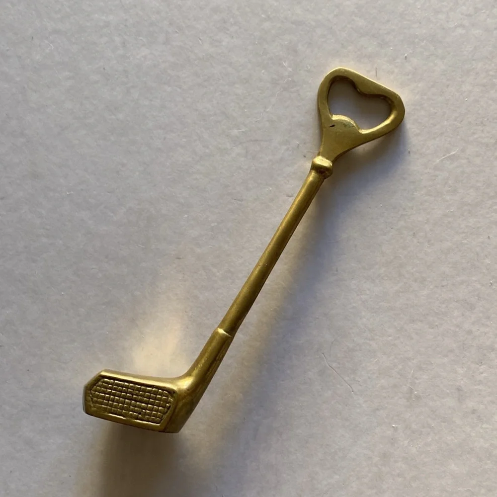 Vintage Solid Brass Golf Club Bottle Opener